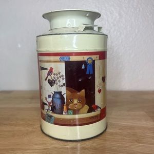 Metal Cat Tin Milk Can Barnum in the Barn 1989 Roger Nannini Cat Illustration
